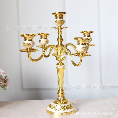 Three-head luxury silver-plated metal alloy high-grade European alloy candlestick home hotel KTV classic style