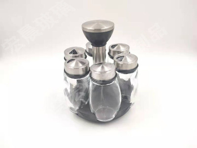 Manufacturers direct sales of fine glass seasoning bottle rotating glass seasoning bottle set