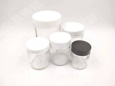 Manufacturer direct cylinder straight cylinder seal storage jar pickles bottle white, black plastic lid