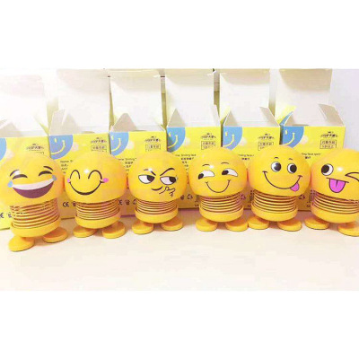 Tiktok Same Style Car Smiley Face Decoration Spring Bobble Head Doll Doll Facial Expression Bag Ornament Fashion Play Product Manufacturer