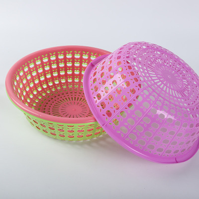 Thickened round Hollow Plastic Vegetable Basket Household Kitchen Storage Fruit and Vegetable Cleaning Sieve Drain Basket