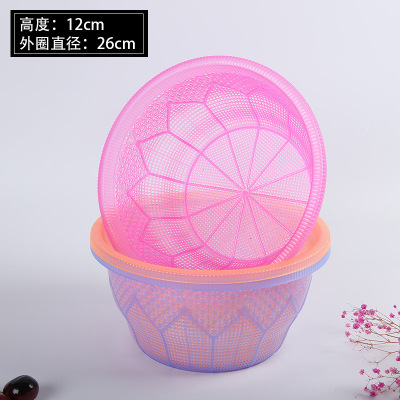 Thickened round Hollow Plastic Vegetable Basket Household Kitchen Storage Fruit and Vegetable Cleaning Sieve Drain Basket