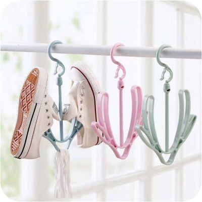 Creative Windproof Double Hook Balcony Clothes Drying Hanger Multifunctional Hanging Shoes Shoes Drying Rack Hook Drying Shoes Hanging Shoes