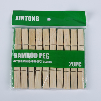 Clothes Clip 20 Small Bags Bamboo Clothes Pin Household Multi-Purpose Drying Clip 2 Yuan Store Supply