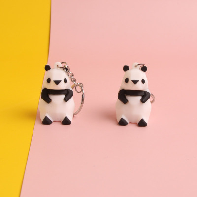 Cartoon Creative Cut Geometric Family Keychain Pendant Korean Cute Panda Key Chain Couple Pendant Doll