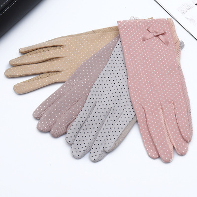 Manufacturer direct sale of new gloves for women in spring and summer outdoor cycling and driving anti-uv non-slip cotton gloves