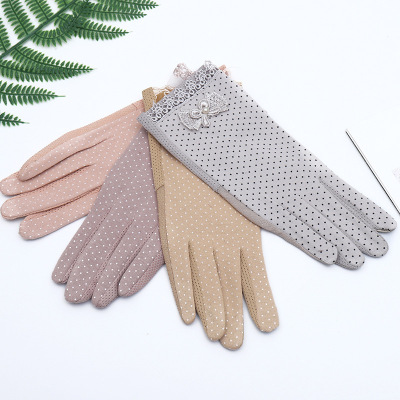 Summer ladies earn gloves anti-ultraviolet cotton points to the driving non-slip thin breathable gloves manufacturers wholesale