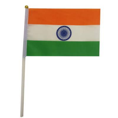 Indian flag waving flag plastic flagpole polyester double - sided printing factory direct sales can be customized