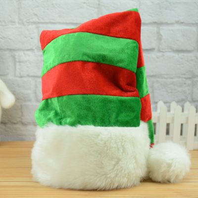 Christmas Hat Flannel Red and Green Strip Straight Edge Christmas Hat Christmas Decorations Christmas Holiday Party
