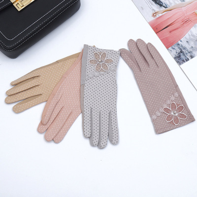 Spring and summer ladies driving skidproof medium and long style sun protection gloves uv protection sun protection thin style gloves