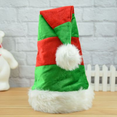 Christmas Hat Flannel Red and Green Strip Straight Edge Christmas Hat Christmas Decorations Christmas Holiday Party