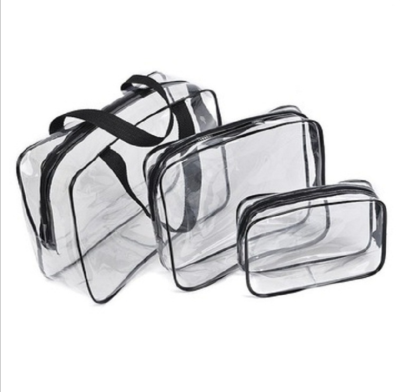 PVC material multifunctional storage bag storage bag wash cosmetic bag transparent three-piece finishing bag