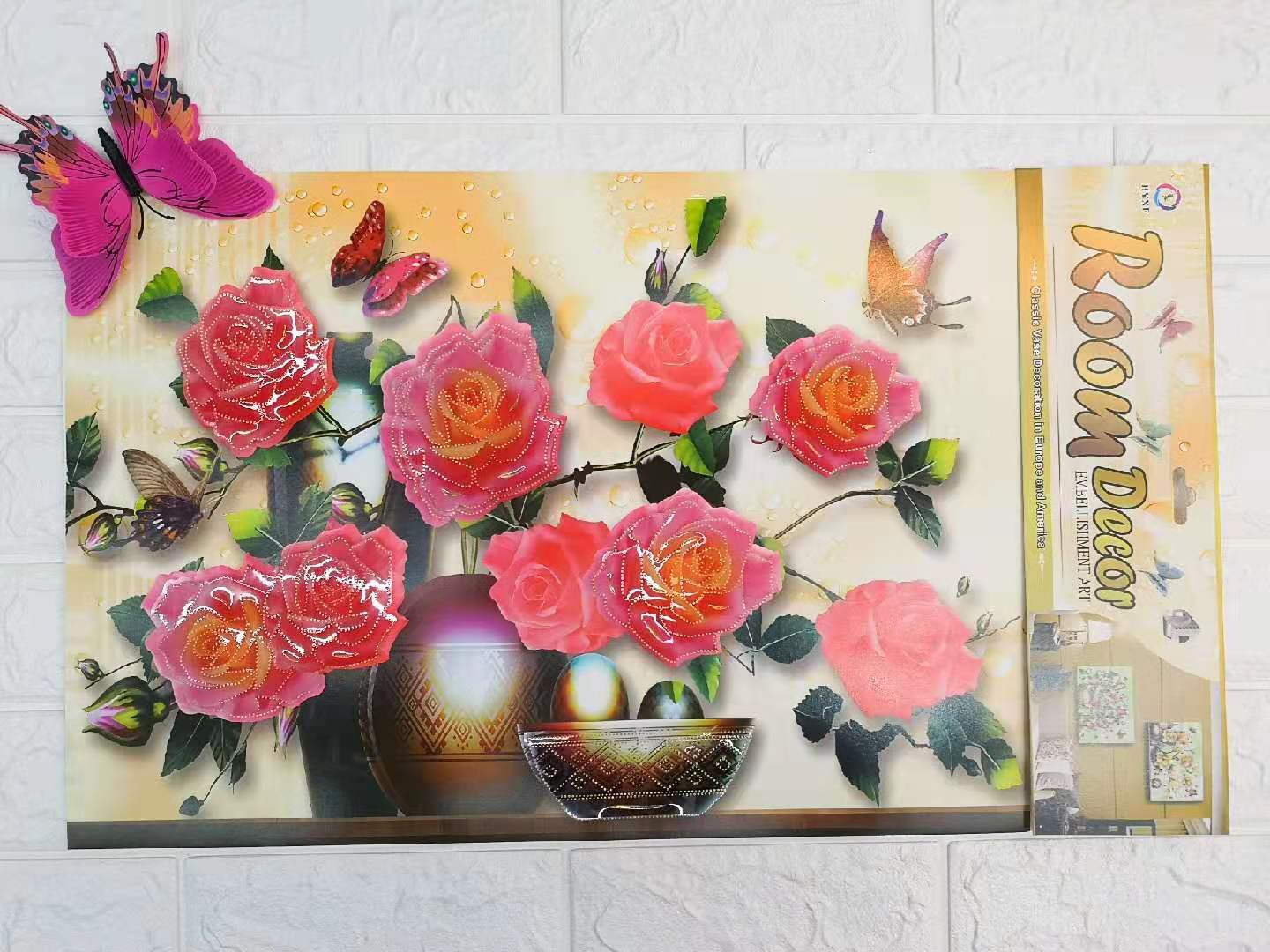 3D 现代插画艺术花瓶层层贴客厅沙发背景墙贴纸