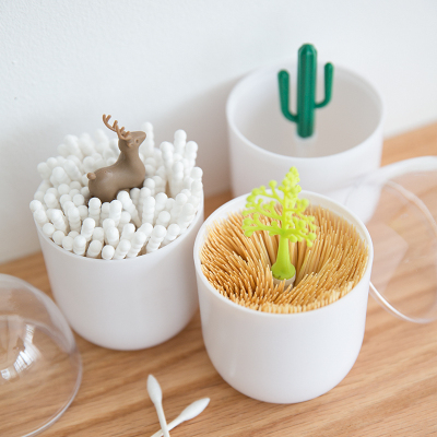 Nordic Creative Toothpick Holder Household Restaurant Toilet Cotton Box Livingroom Toothpick Holder Animal Plant Cotton Swab Tube