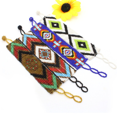 Bohemia mi zhu color woven bracelet ethnic wind fashion hand beads wide bracelet wholesale