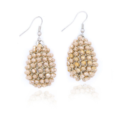 New European and American foreign trade fashion crystal earrings female Korean creative hand-woven water drop earrings