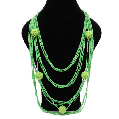 Foreign trade cross-border fashion rice bead necklace Bohemian national style hand-woven chain necklace jewelry female