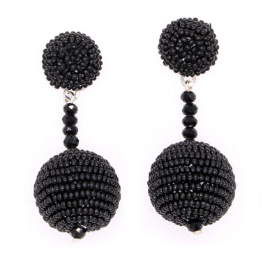 Retro Japanese rice bead knitted earrings European and American temperament lady crystal earrings creative circular earrings ornaments