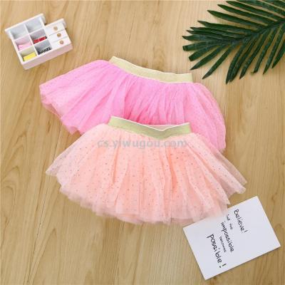 2019 new amazon EBAY hot style flash point light pink skirt girl express skirt pleated gauze