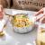 Nordic marble creative double ears fruit salad bowl household Japanese tableware ceramic soup bowl noodle bowl