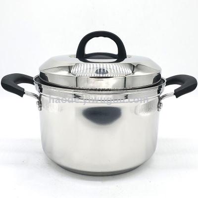 Stainless steel soup pot spillproof steel cover soup pot with double bottom domestic soup pot