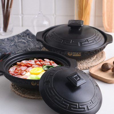 Claypot Rice Rice Noodles Earthenware Pot Ceramic Shallow Pot in Hot Sauce 800 Degree Stone Pot Yellow Braised Chicken Pot One Piece Dropshipping