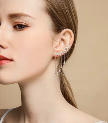 High-Key Dignified Earrings Women's Ear Clip Long Tassel Earrings