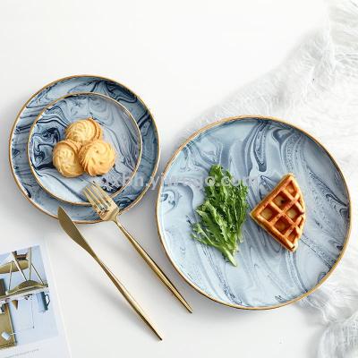 Scandinavian creative USES ceramic dish, western dish tray, steak plate, marble tableware, breakfast plate, flat plate