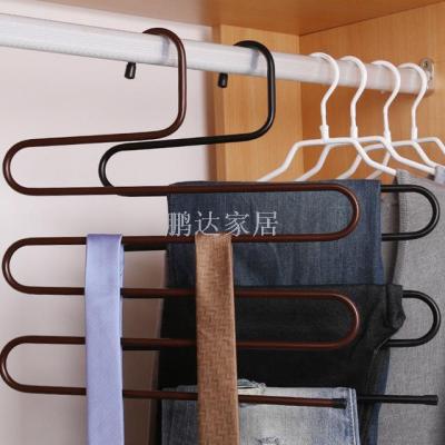 Trousers clips S multi-layer trousers rack, wrought iron bending receive pajamas pants hanging type non-slip S trousers 