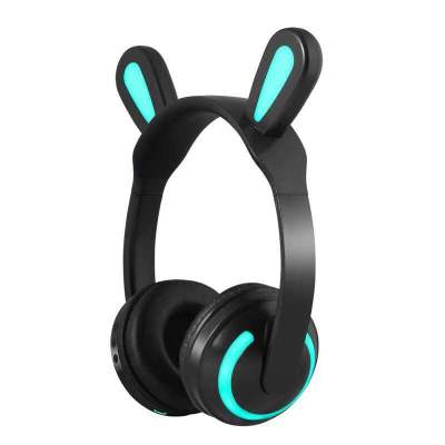 Zw-19c rabbit ear glow headset wireless bluetooth cat ear headset noise reduction breath lamp dazzle light