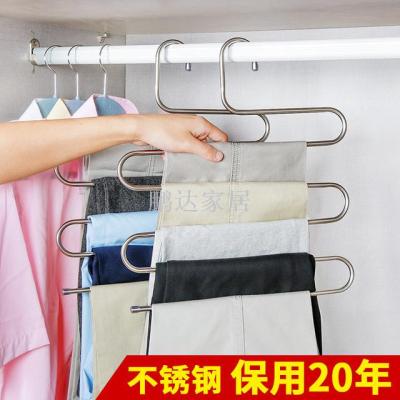 Stainless steel pants rack creative S - layer pants rack wardrobe to receive hanger fashion