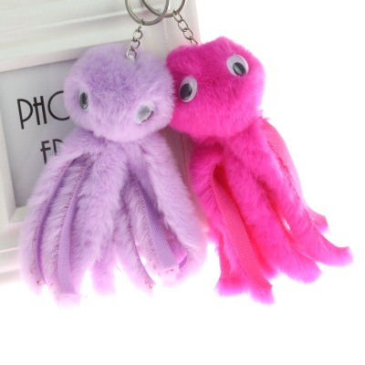 Rex rabbit octopus octopus fur ball key chain fur ball pendant cross border hot style