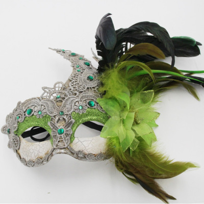 Factory Direct Sales Halloween Masquerade Feather Mask Christmas Masquerade Party Mask Customizable