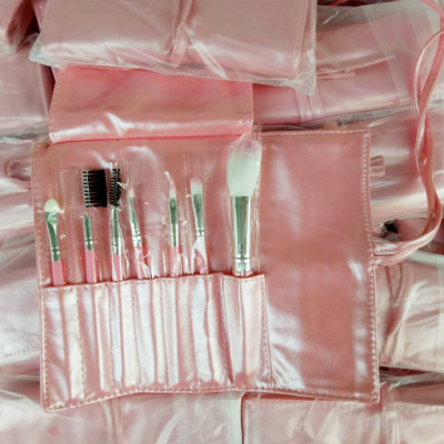 Portable 7-Piece Makeup Brush Set Leather Bag Wallet Type Brush Bag Pu Bag Eye Shadow Brush Blush Brush Powder Brush
