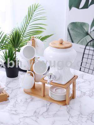 European ceramic coffee cup set with hanging cup type large capacity water set with faucet kettle coffee cup set