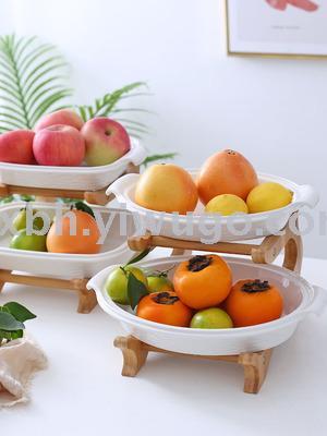 Creative european-style ceramic fruit tray afternoon refreshment tray family living room double fruit tray fruit basket