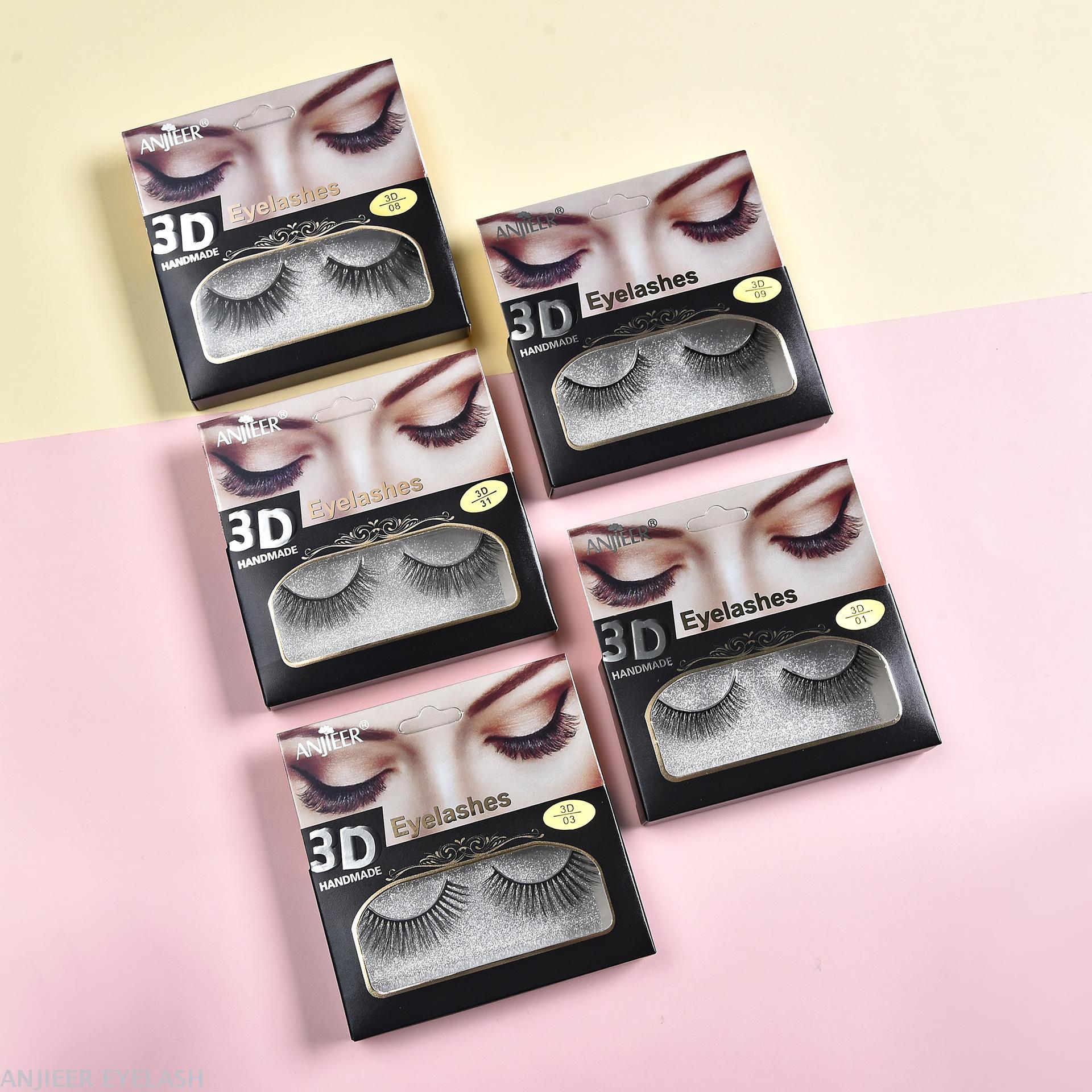 ANJIEER3D假睫毛 自然浓密交叉仿真多层立体上眼睫毛柔 厂家直销