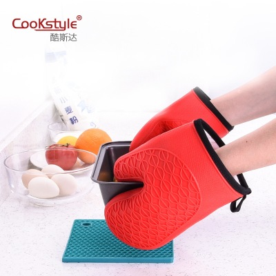 Oven Oven Oven thickening heat resistant and non-slip gloves with cotton silicone