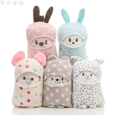 Children coral plush pillow blanket cartoon two-in-one blanket dual-purpose office nap leisure blanket