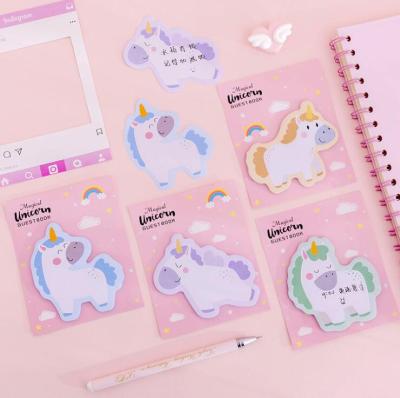 Japanese and Korean Creative New Shaped Unicorn Notepad Cute Cartoon Dream Sticky Notes Note Sticker Stationery Wholesale