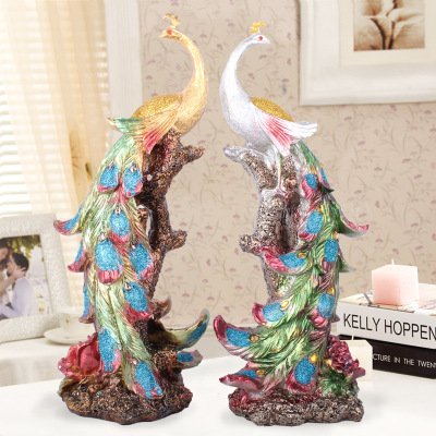 Resin Craft Gift European Fashion Elegant Exquisite Peacock Decoration Home Ornament Creative Gift