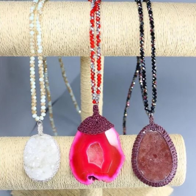 Agate Crochet Crystal Necklace