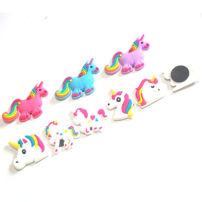Unicorn PVC Soft Plastic Refrigerator Stickers Pony Whiteboard Stickers Plastic Drop Soft Magnetic Stickers Children's Toy Party Gifts