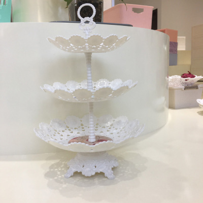 Plastic multi-layer fruit cake tray colored glaze afternoon tea lace skewer continental fruit tray cake stand