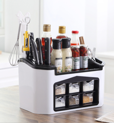 Multi-functional kitchen articles combination older seasoning box storage shelf small seasoning bottle storage rack set