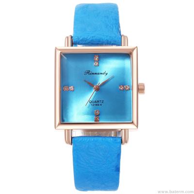 Fashionable contracted square series 4 nail leather belt lady fashionable dress watch student quartz watch
