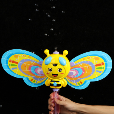 Manufacturers direct new children's magic wand bubble machine bubble gun cartoon little bee electric bubble blowing toys