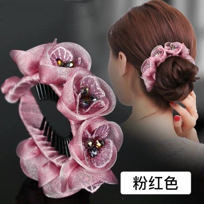 Bun Hair Band Headdress Korean Hair Curler Head Flower Hot Mom Elegant Graceful Flower Barrettes Female Back Head Head Clip
