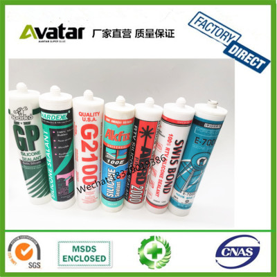 OEM Wholesale Non-Toxic RTV Transparent Aquarium Silicone Sealant with black white siliver clear red color silicone 