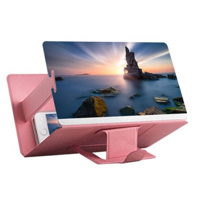 8 - inch universal mobile phone 3 d screen amplifier hd video magnifier desktop holder (pink)